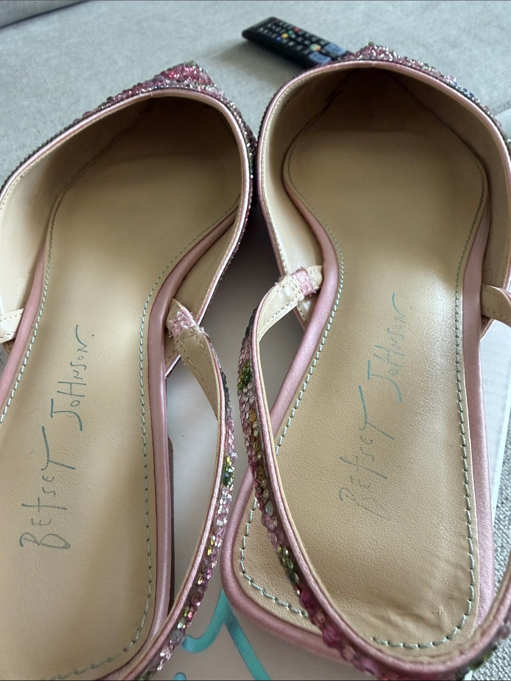Betsey Johnson Pink Beaded Pointed-Toe Slingback Mules - Picture 8 of 10